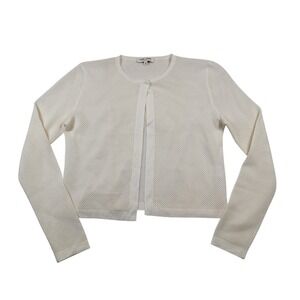 Barbara Lohmann Cashmere Silk Blend Open Knit Cardigan Women's Sz 40 Small Ivory